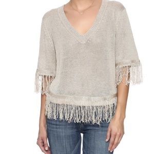 Bishop and Young V-neck Fringe Sweater